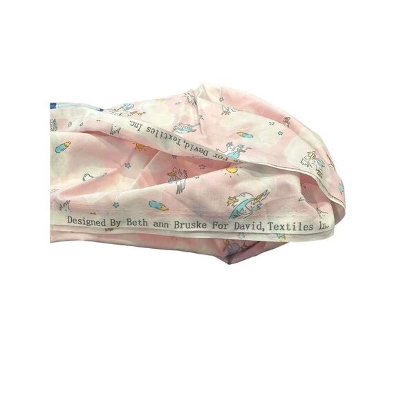 Fabric Baby Storks Pastels Pink beth ann bruske 2 Yards David Textiles Clouds - Picture 7 of 7